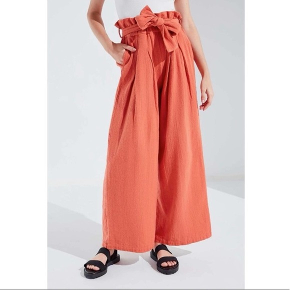 Urban Outfitters Cotton UO Bennie Paperbag Wide-Leg Pant in Orange Large - Picture 5 of 15